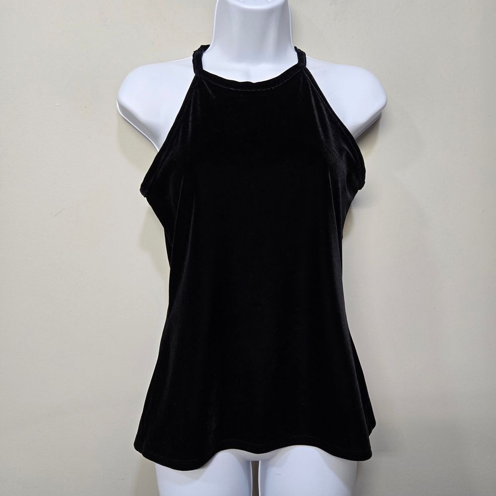 Black Velvet Going Out Tank Top Shirt Medium Sexy Clubbing Vampire‎ Whimsigoth